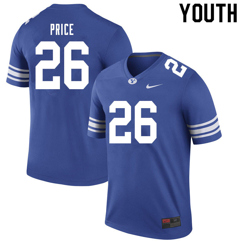 Youth #26 Mitchell Price BYU Cougars College Football Jerseys Sale-Royal